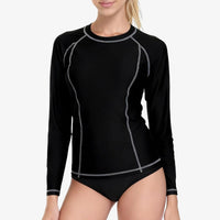 Anfilia Women Long Sleeve Rash Guard UPF 50+ Rash Vest Quick Dry Athletic Shirts Top (No Botttom)