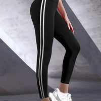 High-waisted elastic leggings for women spring and autumn thin double-bar tight tight-fitting small feet running sports nine-in