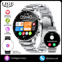 LIGE New Magnetic Leather Strap Smartwatch Men Health Monitor Man Watches Bluetooth Calling Sports Smart Watch For Android ios