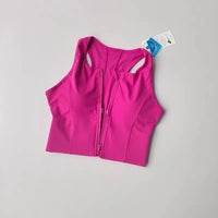 Women's sports and fitness underwear, integrated front zipper design, shock-absorbing gathering, quick drying yoga vest