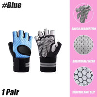 1Pair Half Finger Gym Fitness Gloves for Men & Women with Wrist Wrap Support Crossfit Workout Power Weight Lifting Equipment
