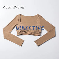 QINACTIVE Women Yoga Shirts Crop Top Long Sleeves Shirts for Women Yoga Sports Fitness Gym Clothes Workout Tops