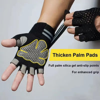 1Pair Half Finger Gym Fitness Gloves for Men & Women with Wrist Wrap Support Crossfit Workout Power Weight Lifting Equipment