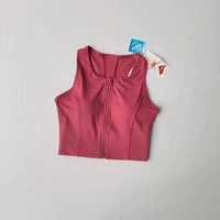Women's sports and fitness underwear, integrated front zipper design, shock-absorbing gathering, quick drying yoga vest