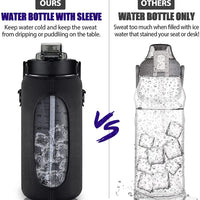 Half Gallon Water Bottle with Sleeve 64 OZ 2000ML Motivational Water Bottle with Straw & Time Marker to Drink