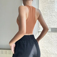 Women's sports and fitness underwear, integrated front zipper design, shock-absorbing gathering, quick drying yoga vest